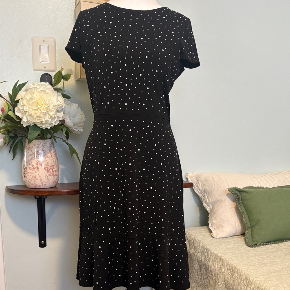 Michael Kors black flower studded flounce dress